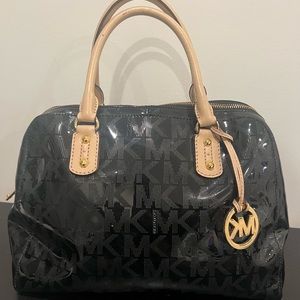 Michael Kors black Metallic Satchel